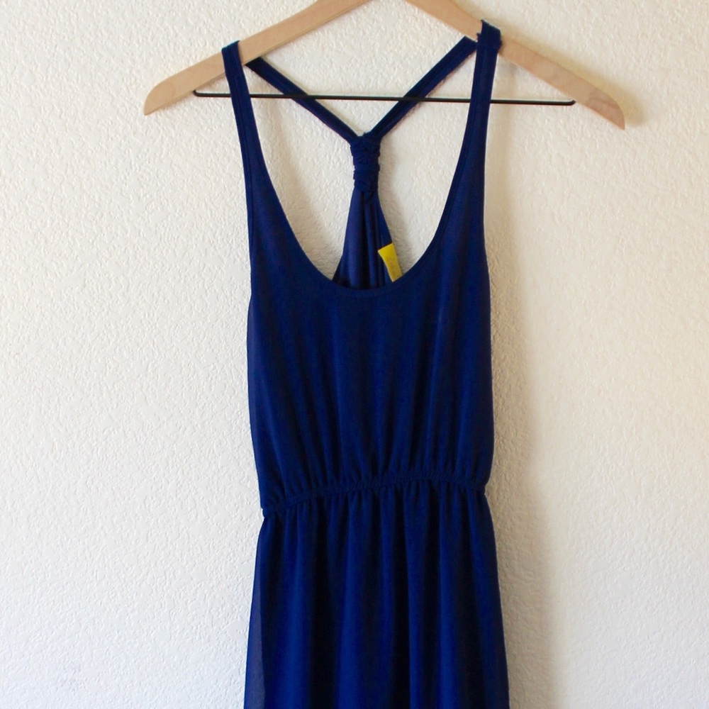 Blue maxi dress with halter style top
